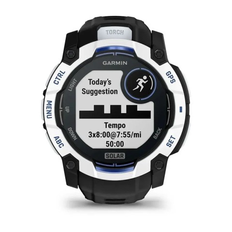 Смарт-годинник Garmin Instinct 3 (50 мм) Solar білий камінь/чорний/синя блискавка