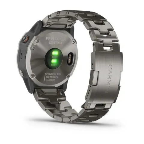 Смарт-часы Garmin fenix 6X Pro Solar титановые серебристые с титановым браслетом