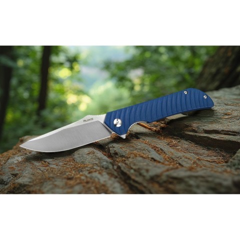 Ніж складаний туристичний Ruike P123-ME, (9.2 см) 14C28N / мікарта синій