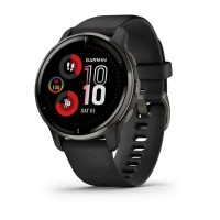 Смарт-годинник Garmin Venu 2 Plus чорний з графітовим безелем і силіконовим ремінцем
