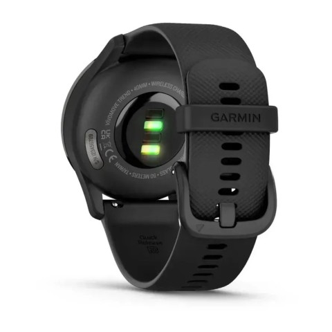 Смарт-годинник Garmin vivomove Trend із грифельним сталевим безелем, чорними корпусом та ремінцем