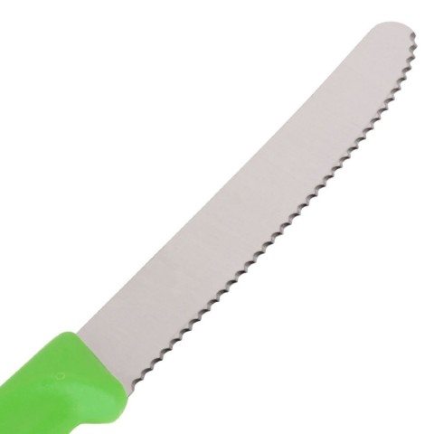 Кухонний ніж Victorinox SwissClassic Tomato&Sausage лезо 11см хвил. з зел. ручкою 2шт (блістер)