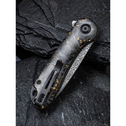 Ніж складаний кишеньковий Civivi Elementum, (7.5 см) Damascus / Carbon Fiber сірий