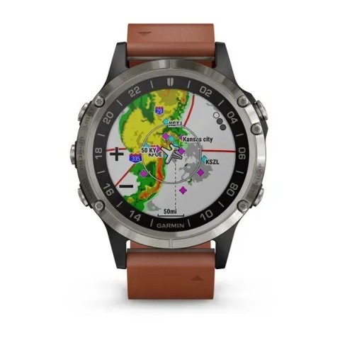 Смарт-часы Garmin D2 Delta с коричневым кожаным ремешком для авиаторов