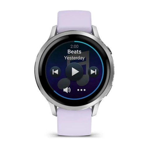 Смарт-часы Garmin Venu 4 (41 мм) серебристый с силиконовым ремешком барвинкового цвета