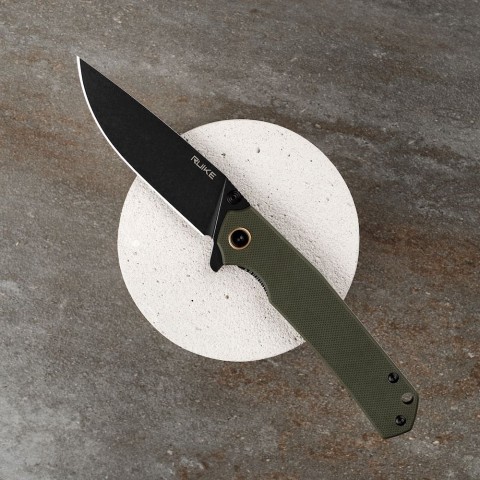 Ніж складаний туристичний Ruike P801-G, (8.6 см) 14C28N / G10 оливковий