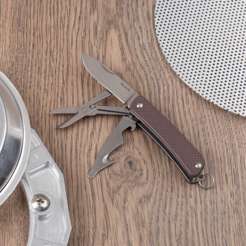 Багатофункціональний ніж Ruike Criterion S31, (5.3 см) 12C27 / G10 коричневий, 6 інстр.
