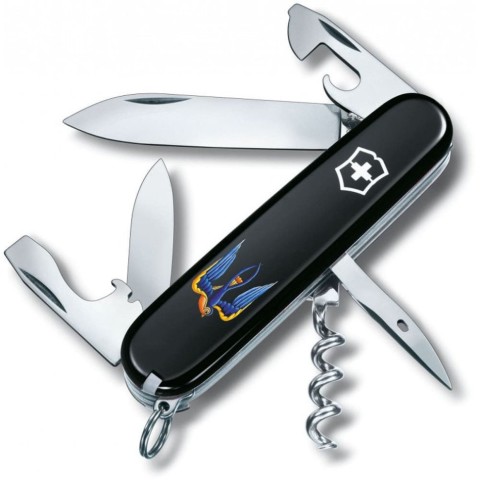 Ніж Victorinox Spartan Ukraine 91мм,12функ,чорн ,Ластівка