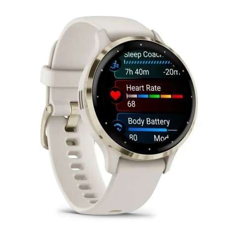 Смарт-часы Garmin Venu 3s айвори с золотистым стальным безелем и силиконовым ремешком