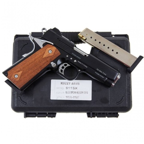 Стартовий пістолет KUZEY 911-SX#2 Black/Brown Wooden Grips