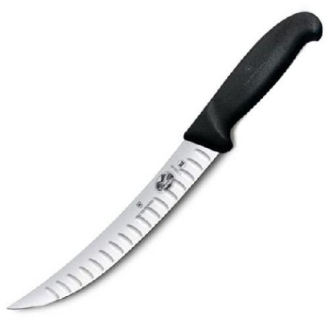 Кухонний ніж Victorinox Fibrox Butcher лезо 20см вузьке ріфл. з чорн. ручкою Dual Grip