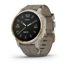Смарт-годинник Garmin fenix 6S Pro Sapphire золотистий з сірим шкіряним ремінцем