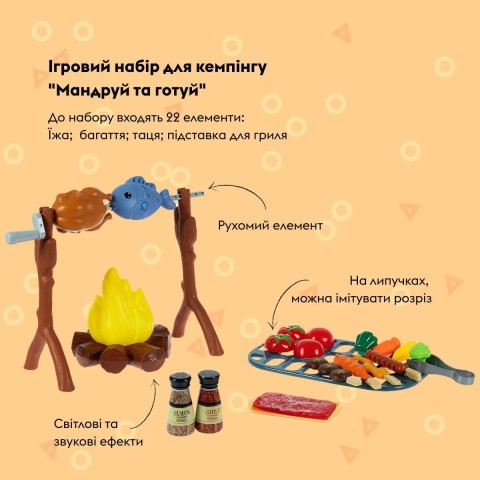 Ігровий набір OTAMANKO для кемпінгу «Мандруй та готуй» , 22 елементи