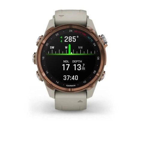 Смарт-годинник Garmin Descent Mk3i (43 мм) бронзовий PVD титановий із силіконовим ремінцем кольору французький сірий і Descent T