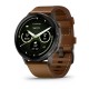 Смарт-годинник Garmin Venu 4 (45 мм) сланцевий з чорним силіконовим ремінцем та коричневим шкіряним