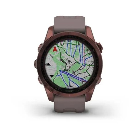 Смарт-годинник Garmin fenix 7S Sapphire Solar темно-бронзовий титановий з глиняно-сірим ремінцем