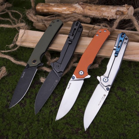 Ніж складаний туристичний Ruike P801-J, (8.6 см) 14C28N /  G10 помаранчевий