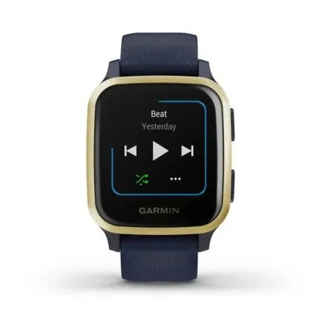Смарт-часы Garmin Venu Sq Music Edition темно-синие со светло-золотистым безелем
