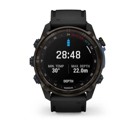 Смарт-годинник Garmin Descent Mk3i (51 мм) карбоново-сірий DLC титановий з чорним силіконовим ремінцем