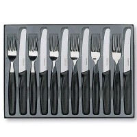 Набор столовых приборов Victorinox, 12 предметов, серрейтор, чёрный