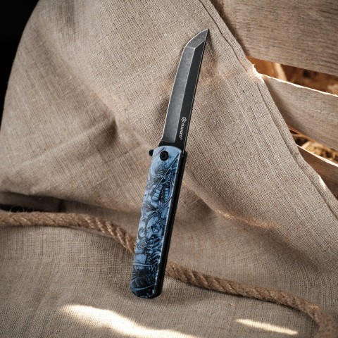 Ніж складаний туристичний Ganzo G626 (9.6 см) 440A / ABS сірий самурай