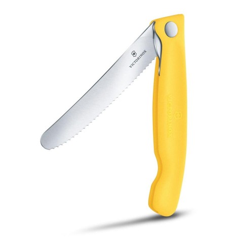 Нож кухонный складной Victorinox SwissClassic 11 см, серрейтор, скругленный, желтый