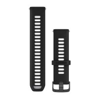 Сменные ремешки для смарт-часов Garmin Forerunner (22 мм) силиконовые, черный/полупрозрачный цвет белый камень со сланцевой фурнитурой