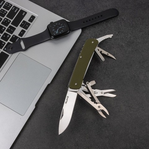 Багатофункціональний ніж Ruike Criterion L51, (8.5 см) 12C27 / G10 зелений, 23 інстр.