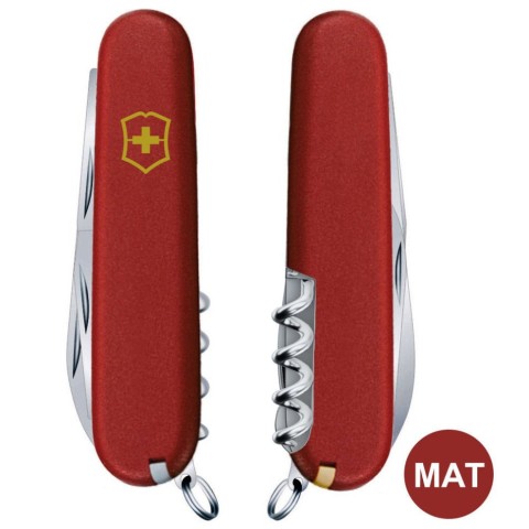 Ніж Victorinox Huntsman Mat 91мм,15функ,черв.мат,жовт.лого