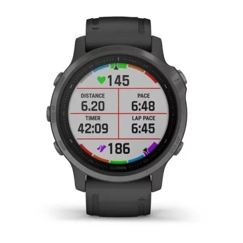 Смарт-часы Garmin fenix 6S Pro Sapphire серые DLC с черным ремешком