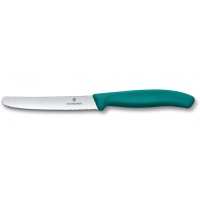 Нож кухонный Victorinox SwissClassic 11см, серрейтор, скругленный, зеленый