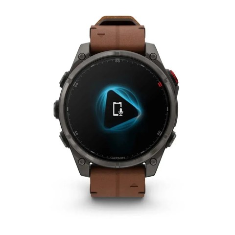 Смарт-часы Garmin fenix 8 Pro AMOLED (47 мм) Sapphire карбоново-серый DLC титан с каштановым кожаным ремешком