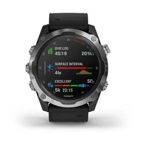 Смарт-годинник Garmin Descent Mk2 з нержавіючої сталі з чорним ремінцем