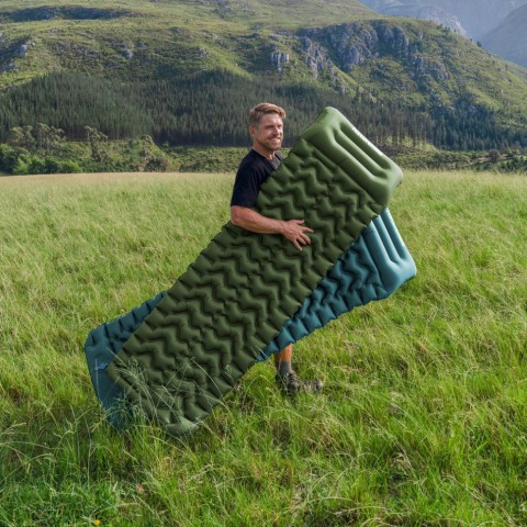 Матрац туристичний надувний одномісний  Naturehike CNK2550WS019, 200х60х6.5 см, синій, для кемпінгу із мішком для надування