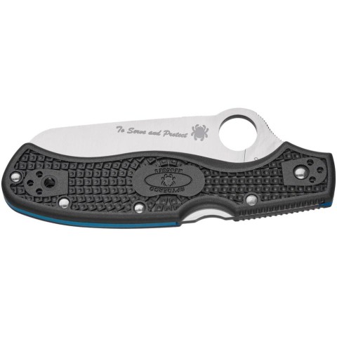 Ніж Spyderco Rescue 3, Thin Blue Line, серрейтор black
