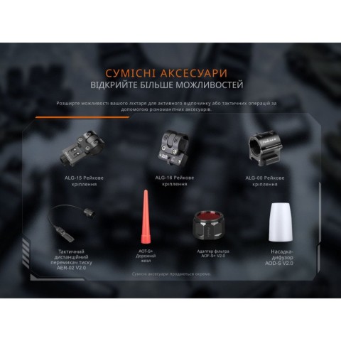 Ліхтар тактичний ручний Fenix PD35R ACE LED 2000 лм + наключний ліхтар CL01 (помаранчевий) | Лімітована серія