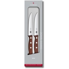 Набір кухонний Victorinox Wood Steak Set 2 ножа лезо 12см хвил. з дерев. ручкою у подар.упак.