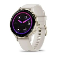 Смарт-годинник Garmin Venu 3s айворі із золотистим сталевим безелем і силіконовим ремінцем