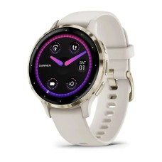 Смарт-годинник Garmin Venu 3s айворі із золотистим сталевим безелем і силіконовим ремінцем