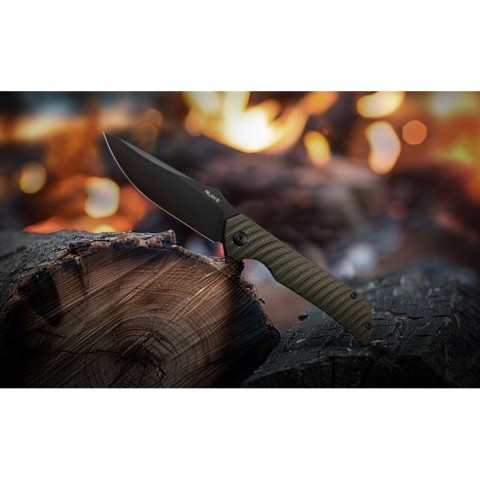 Ніж складаний туристичний Ruike P123-MB, (9.2 см) 14C28N / мікарта коричневий