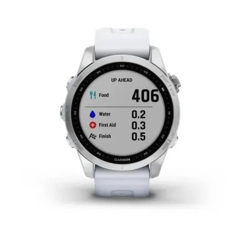 Смарт-годинник Garmin fenix 7S сріблястий з ремінцем кольору білого каменю