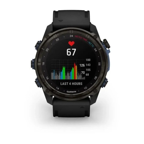 Смарт-годинник Garmin Descent Mk3i (51 мм) карбоново-сірий DLC титановий з чорним силіконовим ремінцем