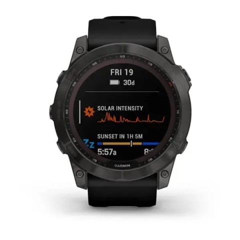 Смарт-годинник Garmin fenix 7X Sapphire Solar карбоново-сірий титановий DLC з чорним ремінцем