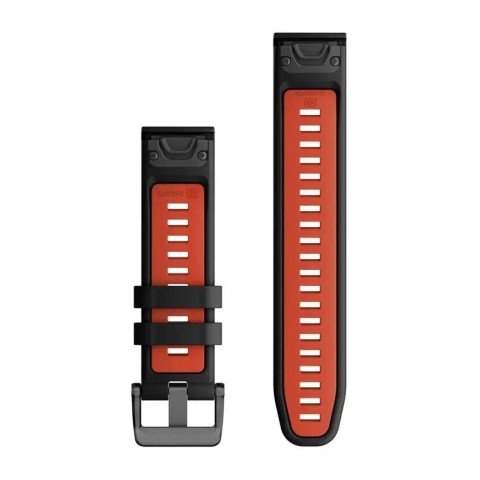 Ремінці для годинника Garmin QuickFit 22 силіконові, чорні/полум’яно-червоні