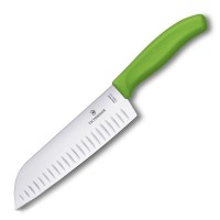 Ніж кухонний Victorinox SwissClassic Santoku 17 см в блістері зелений (Vx68526.17L4B)