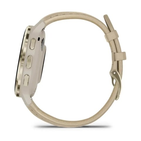 Смарт-часы Garmin Venu 3s французский серый с золотистым стальным безелем и кожаным ремешком