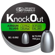 Пули пневматические JSB Diablo KnockOut Slugs .251 2,17г 6,37 мм 150 шт/уп