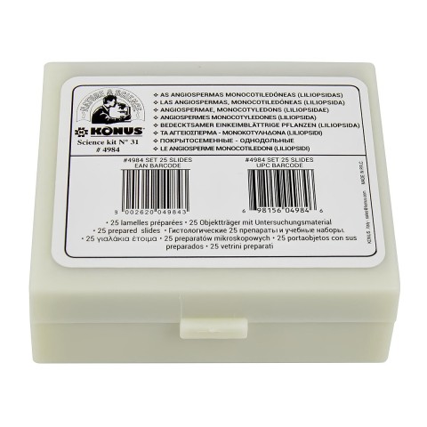 Набір мікропрепаратів KONUS Ботаніка: Покритонасінні, однодольні (25 шт.)