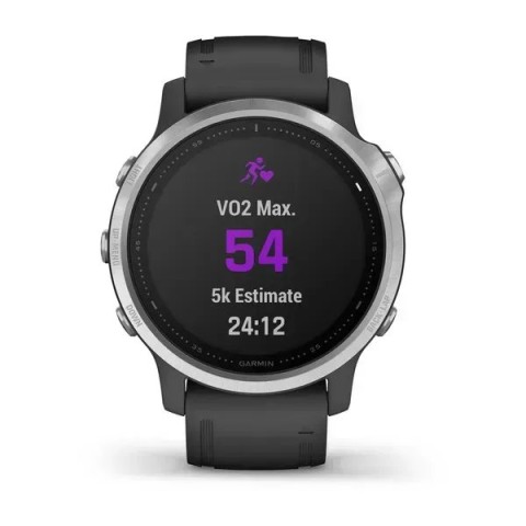 Смарт-часы Garmin fenix 6S серебристые с черным ремешком