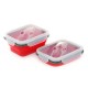 Ланчбокс складаний з кришкою-засувкою та ловилкою червоний СИЛА (600 мл)